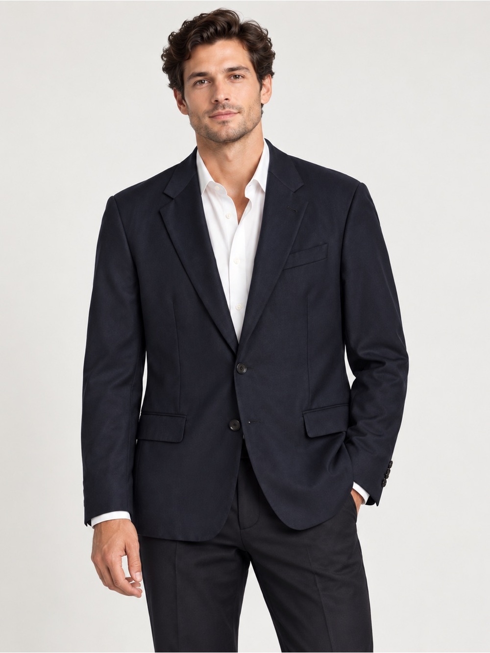Armani Collezioni G Line Men’s Black 40 Virgin Wool Blazer Quiet Luxury